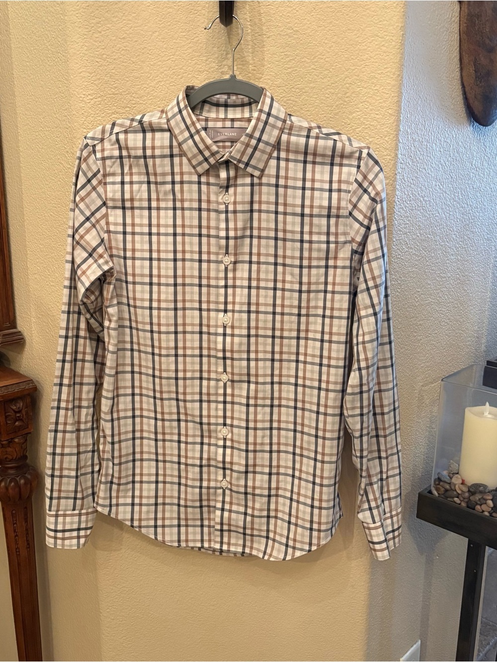 EVERLANE Plaid Earthy Color Button Long Sleeve Dress Shirt Size XS
